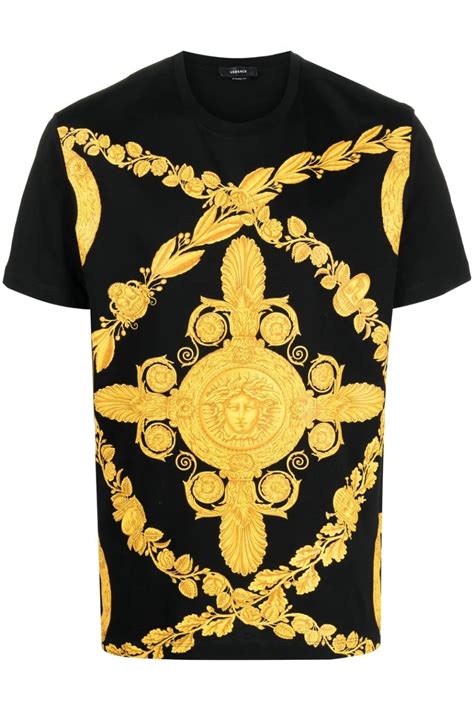 versace shirt black and gold for sale 